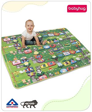 Babyhug Numbers & Train Printed Play Mat  - Green