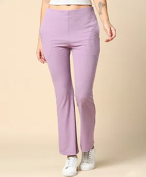 Zelena Ribbed Maternity Lounge Pant With Side Pockets - Light Purple