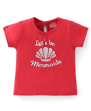 Babyhug Cotton Knit Half Sleeves Sea Shell Printed T-Shirt - Red