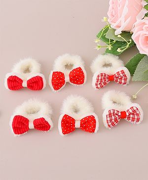 Babyhug Rubber Bands with Bow Appliques Pack of 6 -Red and White