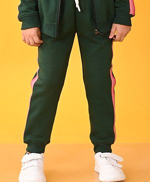 Anthrilo Glitter Side Tape Embellished Fleece Joggers - Green