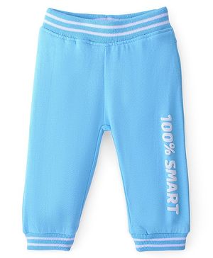 Babyhug Cotton Looper Full Length Lounge Pant Text Print- Blue