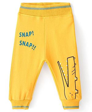 Babyhug Cotton Looper Full Length Lounge Pant Croc Print - Yellow