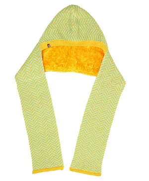 BHARATASYA  Chevron Pattern Winter Fur Cap Muffler  - Turquoise Green
