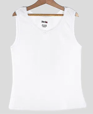 D'chica Sleeveless Solid Thermal Winter Wear  Tank Top - White