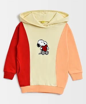Mi Arcus 100% Cotton Peanuts Featuring Full Sleeves Snoopy Printed Colour Block Winter Wear  Sweatshirt Dress - Multi Colour