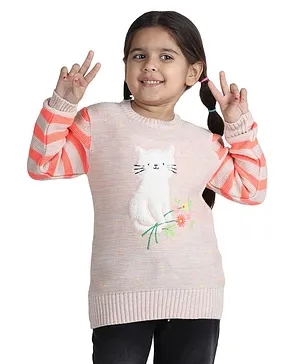 Wingsfield Full Sleeves Bunny Face Embroidered & Striped Detailed Pullover - Multi Color