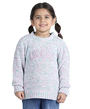 Wingsfield Full Sleeves Text  Embroidered  Pullover - Green