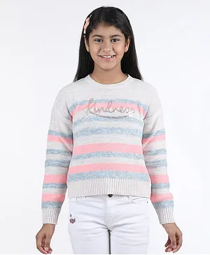 Wingsfield Full Sleeves Striped Pattern & Sequin Embellished Pullover - Multi Colour