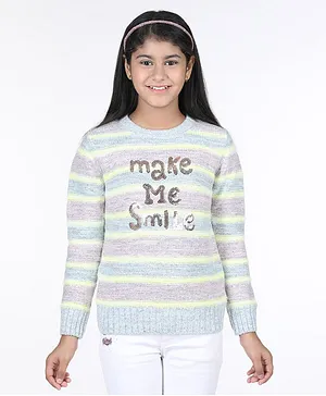 Wingsfield Full Sleeves Striped Pattern & Sequin Embellished Pullover - Multi Colour