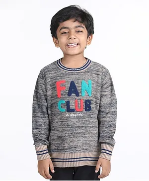 Wingsfield Full Sleeves Fan Club Text Terry Embroidered Pullover - Multi Color