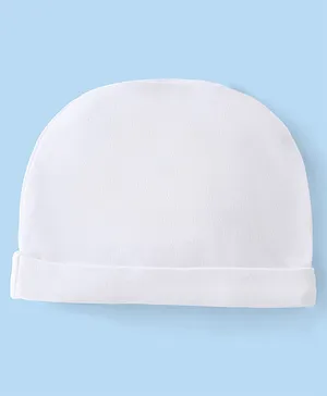 Babyhug 100% Cotton Solid Colour Cap - White