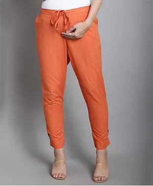 Moms Maternity Solid Sustainable Maternity Trouser Pant - Orange