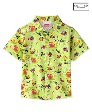 Babyhug 100% Cotton Knit Half Sleeves Shirt Ants Print - Green