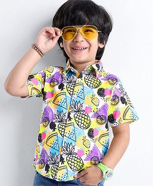 Babyhug Cotton Half Sleeve Regular Collar Shirt Fruits Print - Multicolour