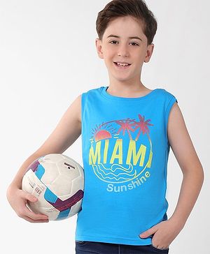 Pine Kids 100% Cotton Knit Sleeveless T-Shirt Text Print - Blithe