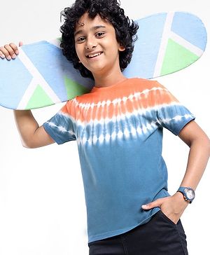 Pine Kids 100% Cotton Knit Half Sleeves Tie & Dyed T-Shirt - Blue