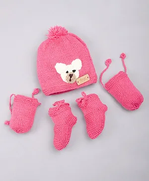 Buy Knot Pink Turban Cap and Socks Set for Kids Online