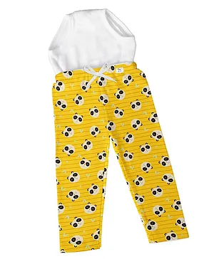 Superbottoms Panda Face Printed Diaper Pant With Stitched In Padded Underwear - Yellow