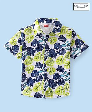 Babyhug Cotton Knit Half Sleeves Tropical Leaves Print Shirt - Multicolour