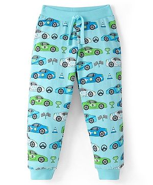 Babyhug Cotton Jersey Knit Full Length Lounge Pant Car Print - Blue