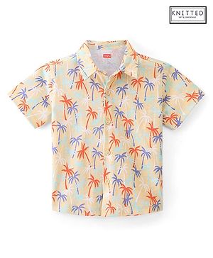 Babyhug 100% Cotton Half Sleeves Shirt Tropical Print - Cream