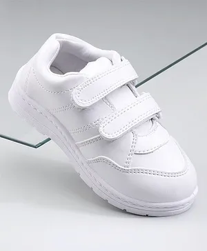 Pine Kids School Shoes With Velcro Closure Solid- White