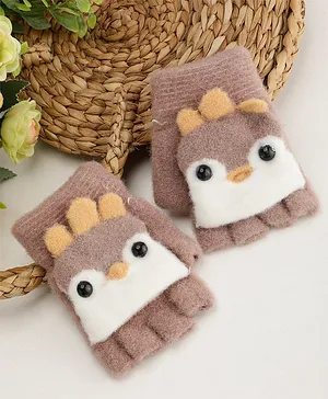 PASSION PETALS Penguin Face Designed Gloves - Brown