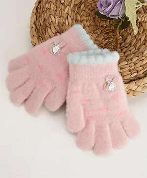 PASSION PETALS Self Design With Rabbit Applique Detailed Gloves - Light Pink