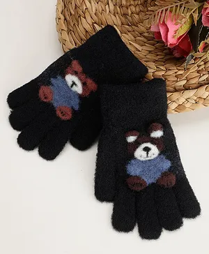 PASSION PETALS Self Design Bear Applique Detailed Gloves - Black