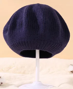 Priaansha Creations Self Designed Beret Winter Hat - Navy Blue