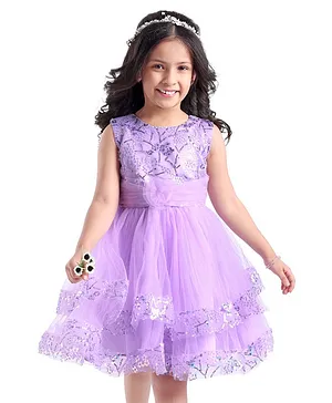 Mark & Mia Sleeveless Frock with Sequin Detailing - Purple