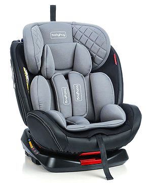 Babyhug Kids Convertible & 360 Degree Rotating Isofix Car Seat - Black Grey| Forward and Rear facing| Side Impact Protection| Reclining Seat| Head Impact Protection