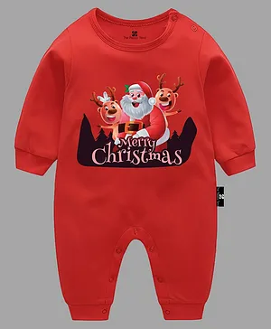 The Peppy Tend 'Merry Christmas' Baby Unisex Printed Cotton Full Rompers Full Sleeves Regular Fit-Red