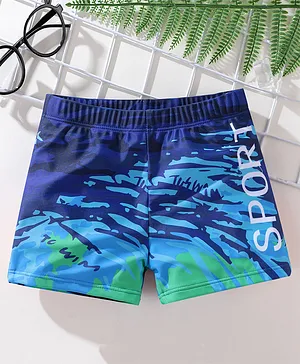 Pine Active Text Print Swimming Trunk - Multicolor