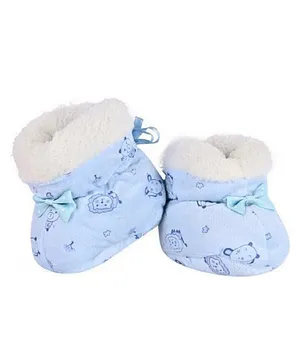 Ziory Animal Detailed Booties  With Fur - Blue
