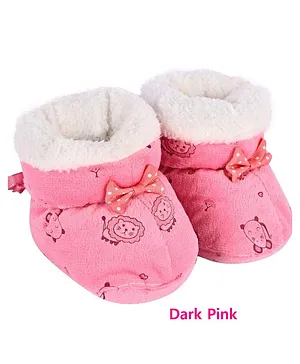 Ziory Animal Detailed Booties  With Fur - Dark Pink