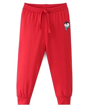 Babyhug Cotton Full Length Lounge Pant with Placement Print - Red