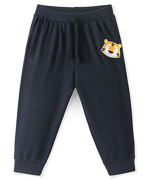 Babyhug Cotton Jersey Knit Full Length Lounge Pant Lion Printed - Navy Blue