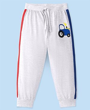 Babyhug Cotton Jersey Knit Full Length Lounge Pant Car Printed - Grey