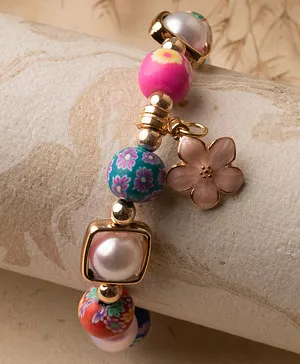Jewelz Floral Beads Embellished & Charm Detailed Bracelet - Multi Colour
