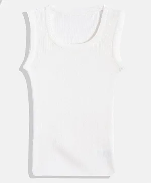 RVK  Sleeveless Solid Pullover  Acrylic Sweater Vest - Off White