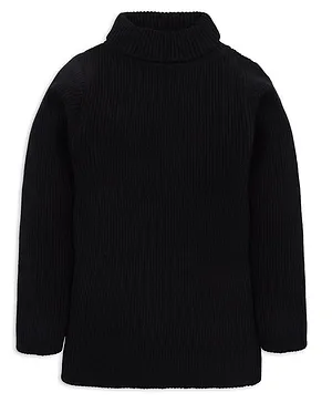 RVK Full Sleeves  Ribbed Solid Sweater - Black