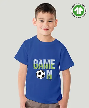 Kidbea Half Sleeves Placement Game On Football Printed Bamboo Fabric Tee - Blue