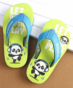 Cute Walk by Babyhug Slip On Flip Flops with Panda Print- Green
