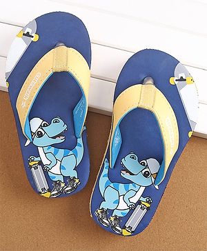 Cute Walk by Babyhug Slip On  Flip Flops with Dino Print- Blue