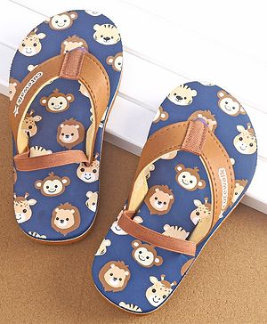 Cute Walk by Babyhug Slip On Flip Flops with Animal Print- Brown
