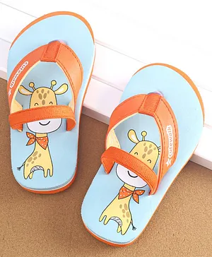 Cute Walk by Babyhug Slip On Flip Flops with Giraffe Print- Orange