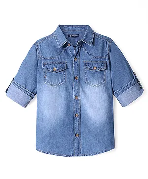 Pine Kids  Full Sleeves Washed Shirt- Blue