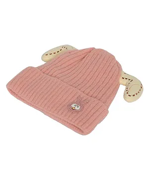 Kid-O-World Ribbed Bunny Patch Detailed Cap - Peach